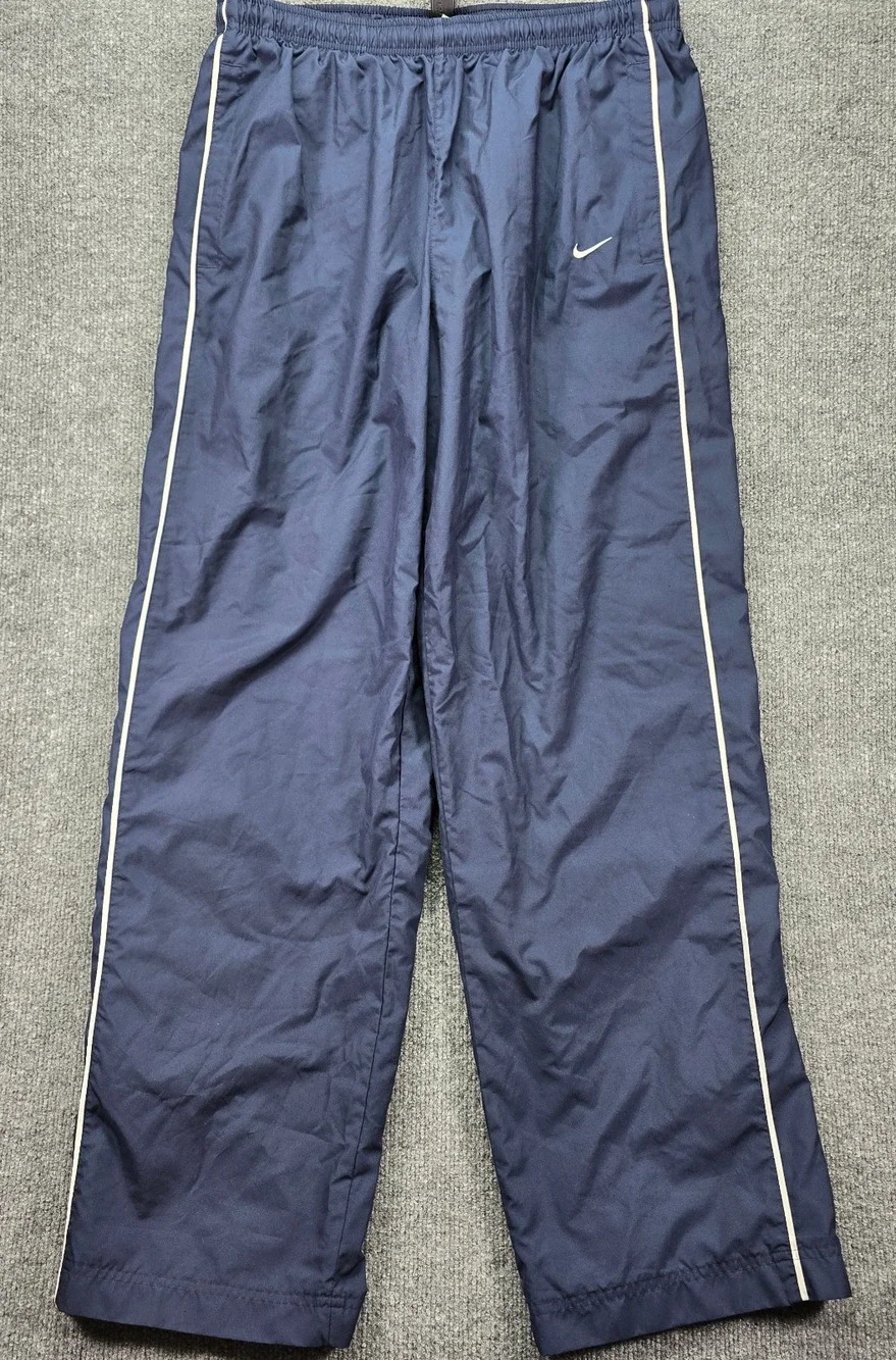 Vintage Nike Track Pants Mens Large Navy Lined Windbreaker Y2K 2000s Baggy